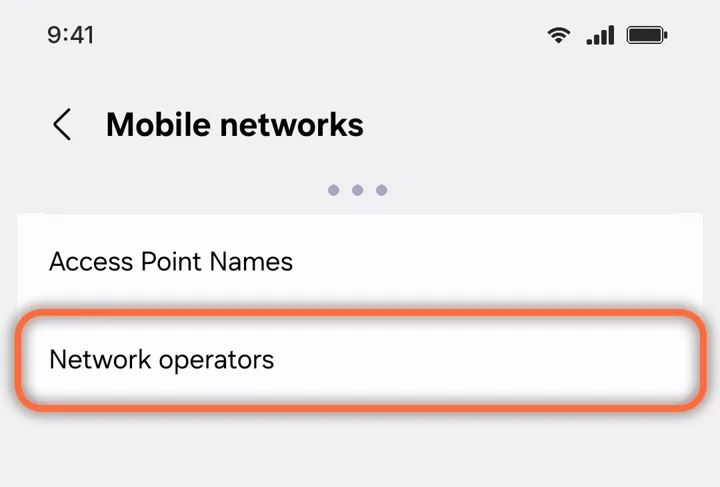 Mobile networks with Network operators highlighted